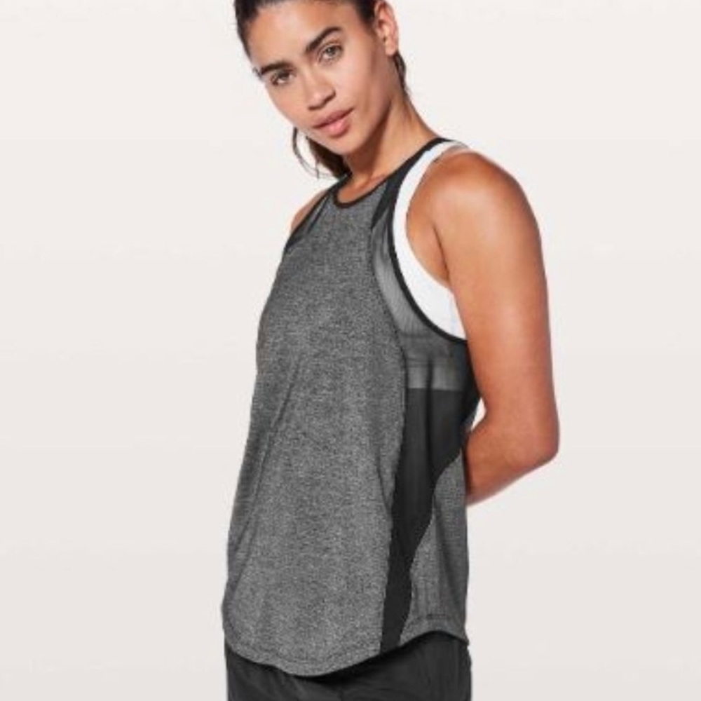 Lululemon Run Off Route Sheer Tank Top Racerback Crisscross Strappy Back Black 8 - Picture 4 of 15